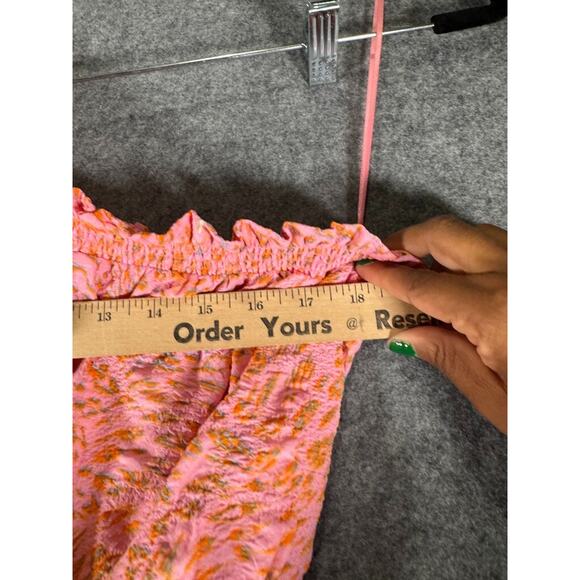 Vero Moda Blouse Women‎ Medium Pink One Shoulder Smocked Vacation Summer - Picture 5 of 8